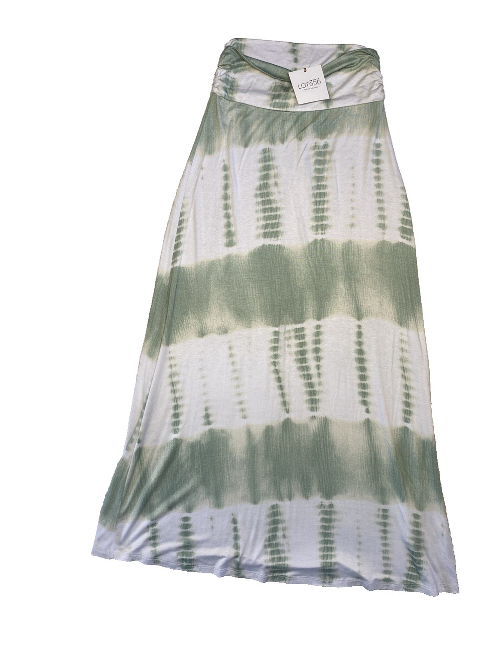 Gilli Skirt Small NEW Green & White Tie Dye Stretch Boho Bohemian Casual Maxi